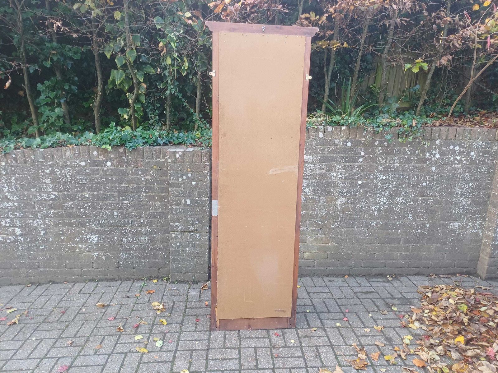 photo for sale 1980s American Wooden Hall Stand With Full Length Mirror, Brass Hooks & Marble Demi Lune Console Table Free Hand Delivery