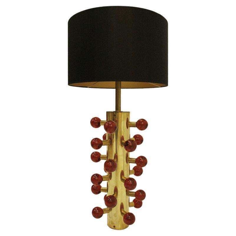L.A. Studio Contemporary Modern Murano Glass And Brass Pair Of Table Lamps
