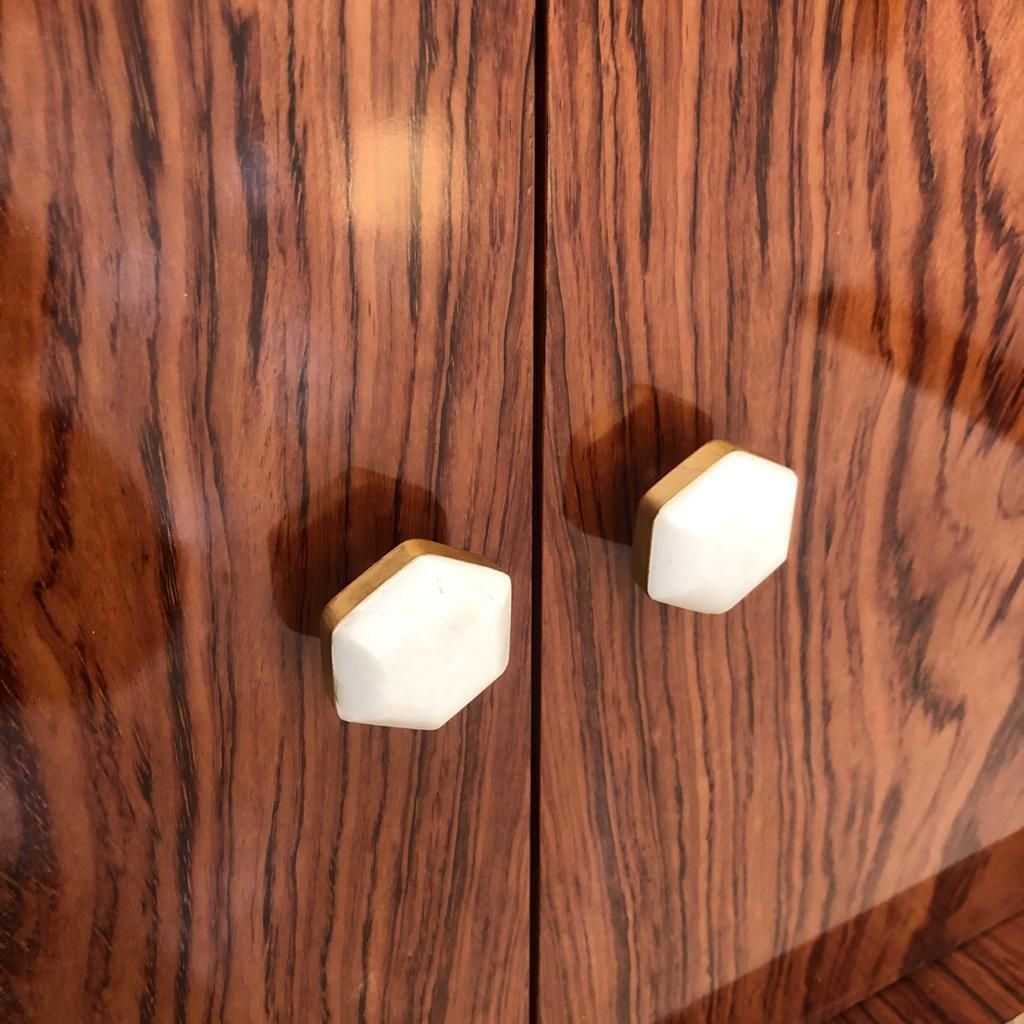 photo vinterior L.A. Studio Lacquered White Wood Paolo De Poli Handles Italian Drinks Cabinet