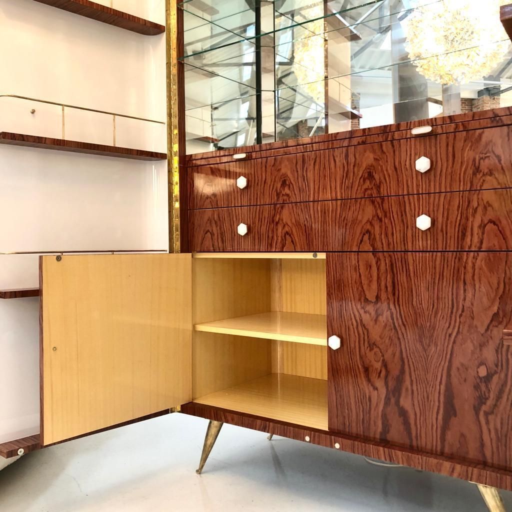 photo vintage L.A. Studio Lacquered White Wood Paolo De Poli Handles Italian Drinks Cabinet