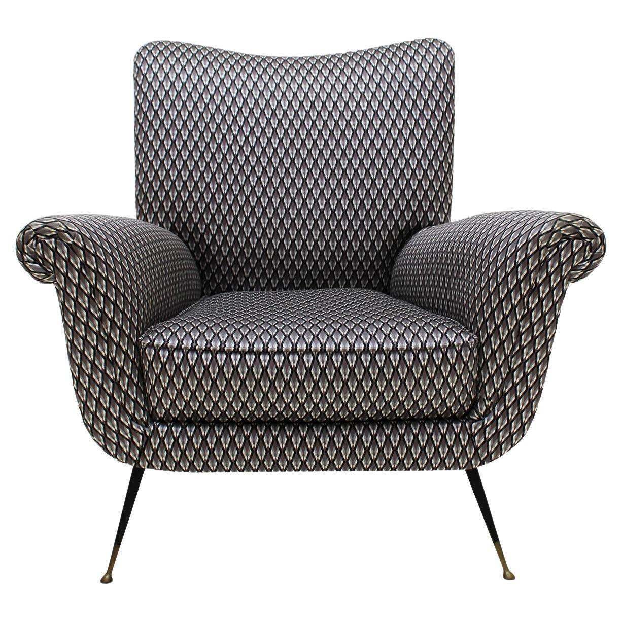 Gigi Radice Mid Century Armchair Upholstered In Serpentino Fabric