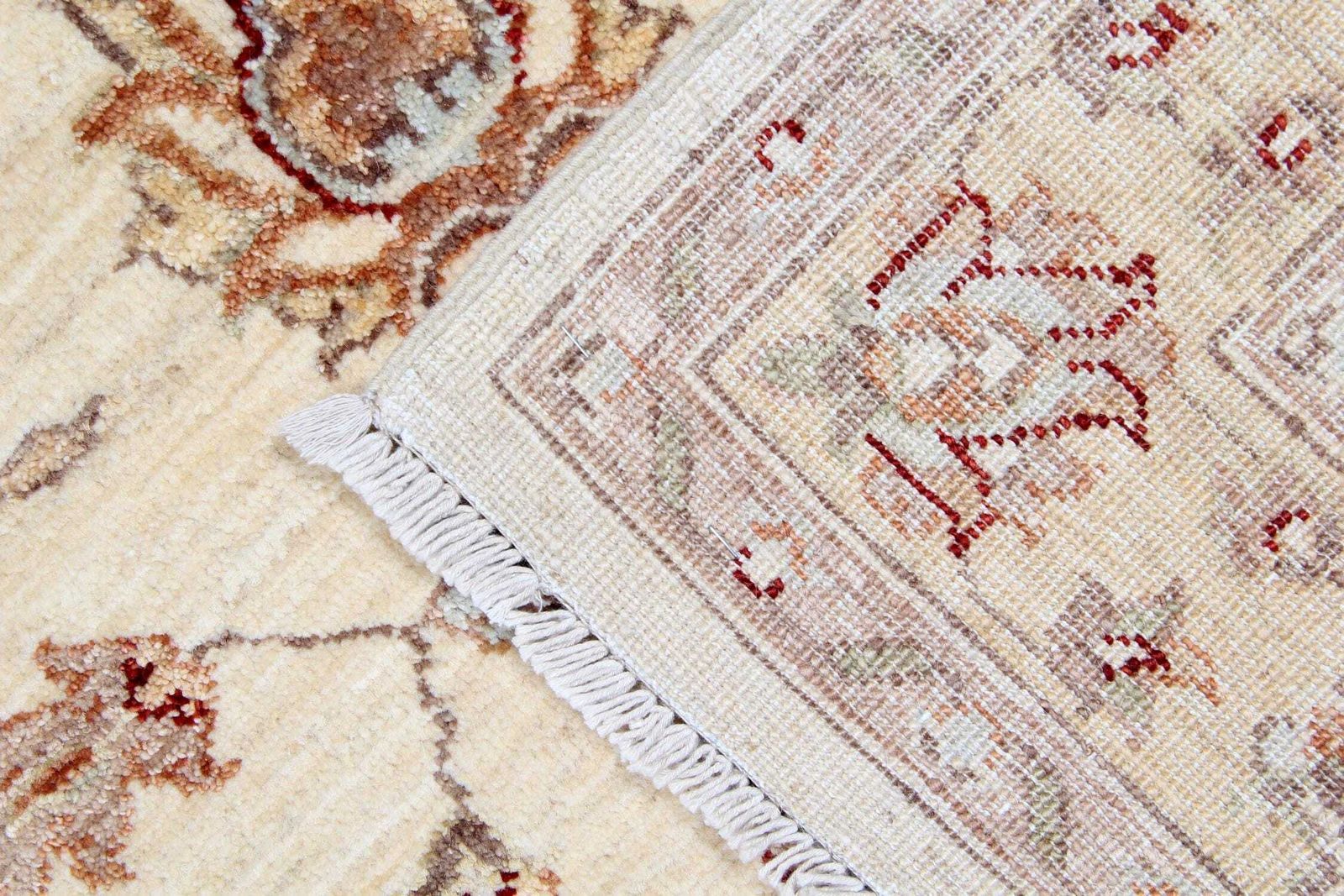 Handmade Cream Wool Rug, Traditional Floral Carpet For Bedroom Living Room 100 X 152 Cm photo 690.0