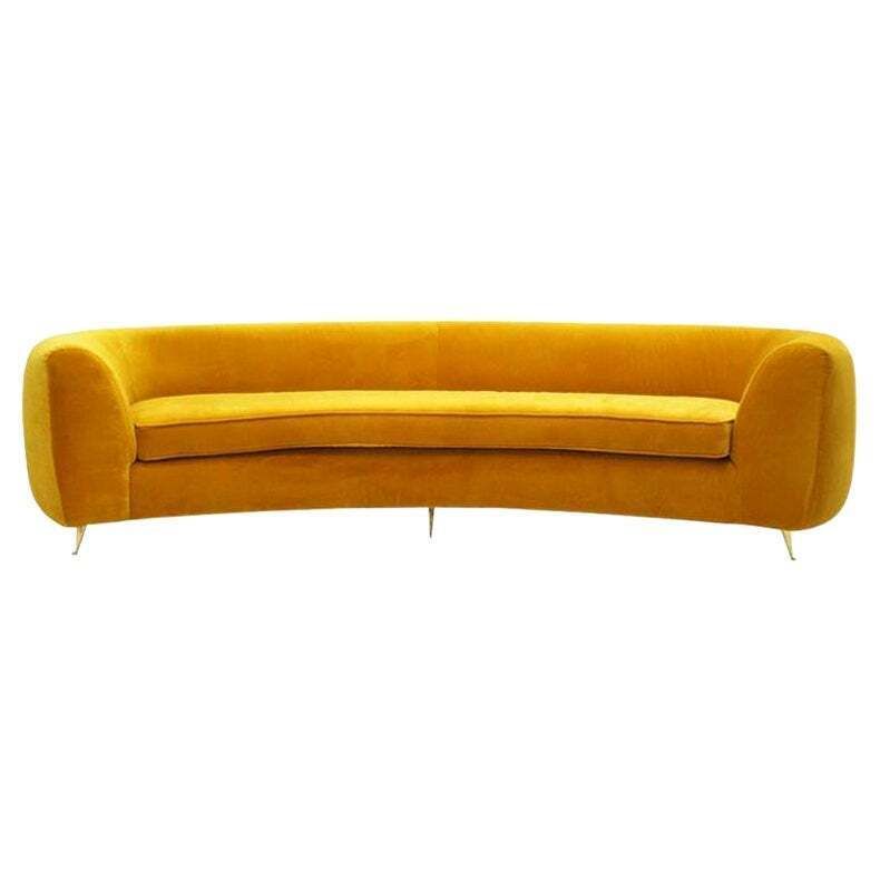 L.A. Studio Curved Yellow Sofa Of Six Seat Manufactured In Italy
