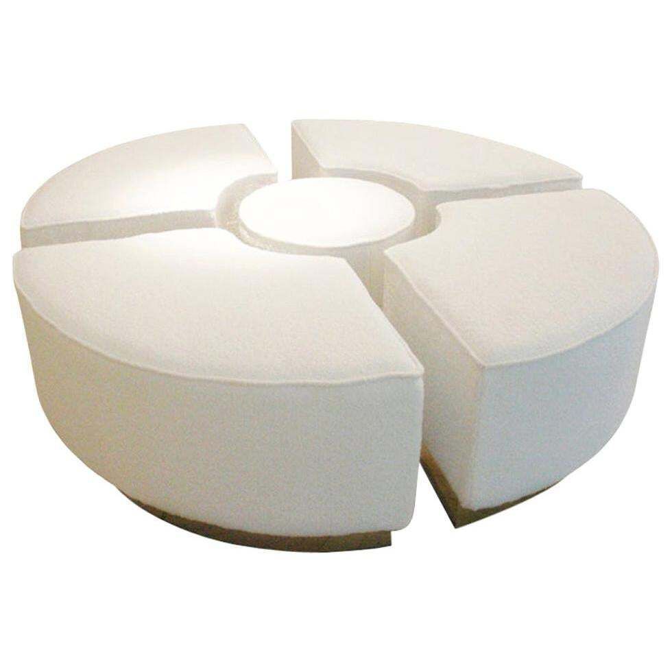 Contemporary "Koala" White Wool Bouclé Italian Ottoman Designed By L.A. Studio