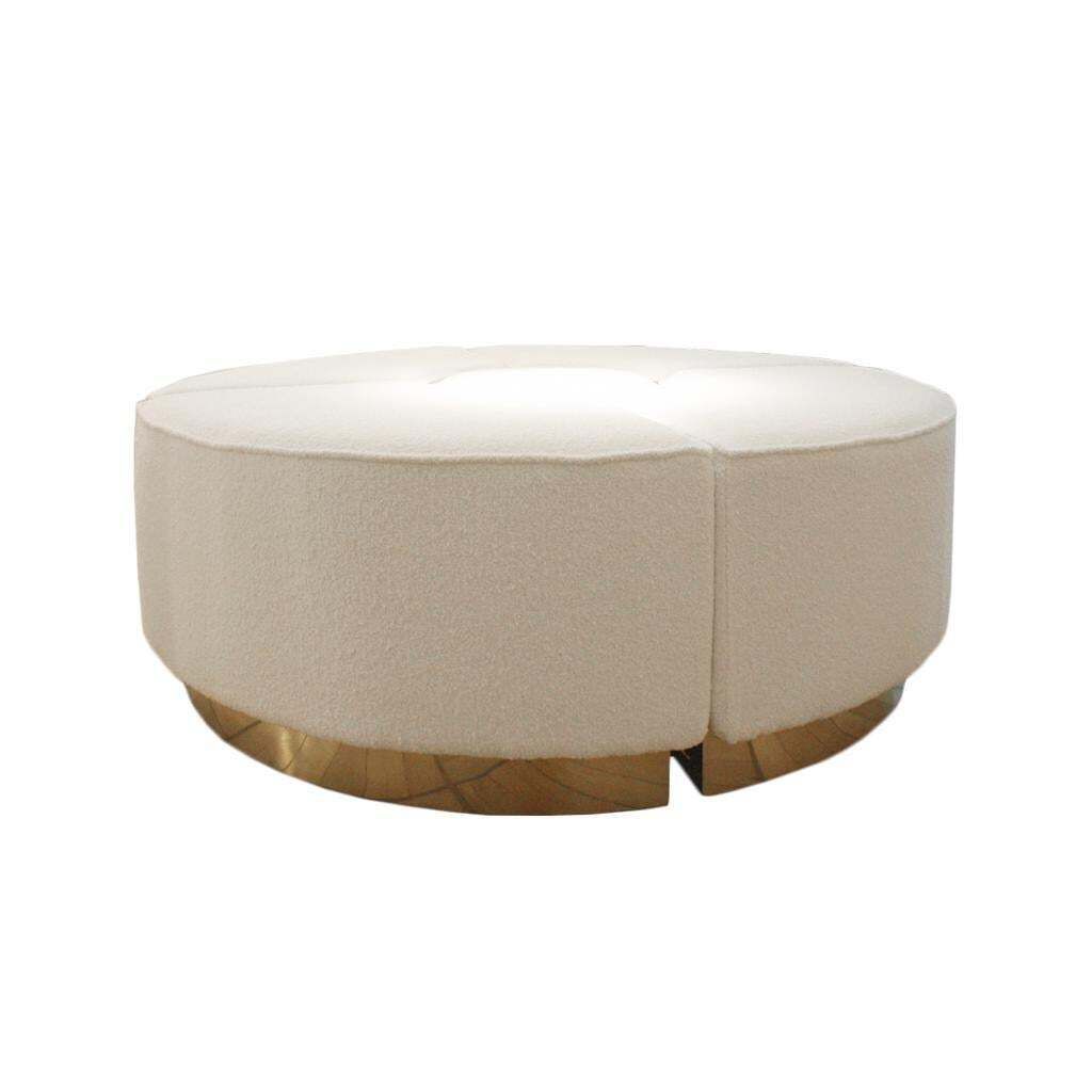 Contemporary "Koala" White Wool Bouclé Italian Ottoman Designed By L.A. Studio photo for sale