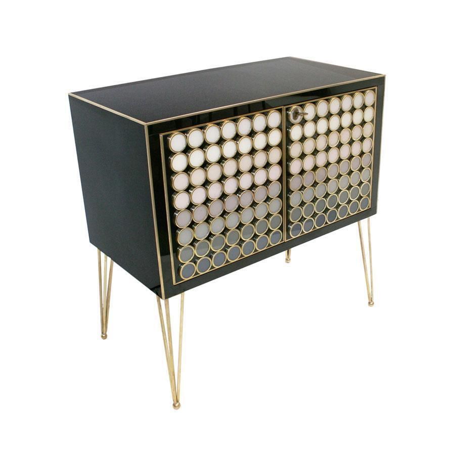 L.A. Studio Modern Solid Wood And Murano Glass Pair Of Italian Commodes photo Furniture