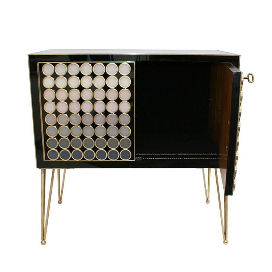 L.A. Studio Modern Solid Wood And Murano Glass Pair Of Italian Commodes photo vintage