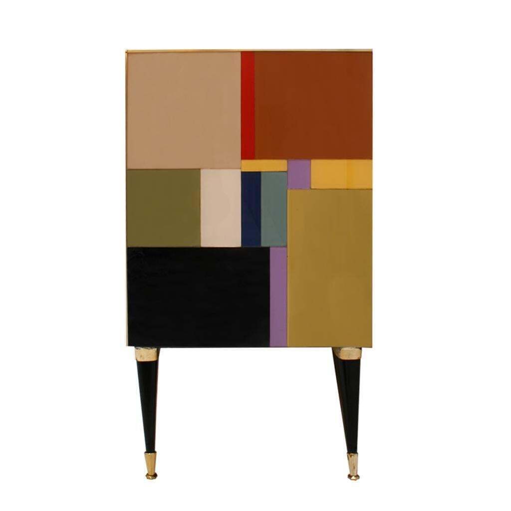 Mid Century Modern Style Murano Glass And Brass Italian Sideboard By L.A. Studio photo buy