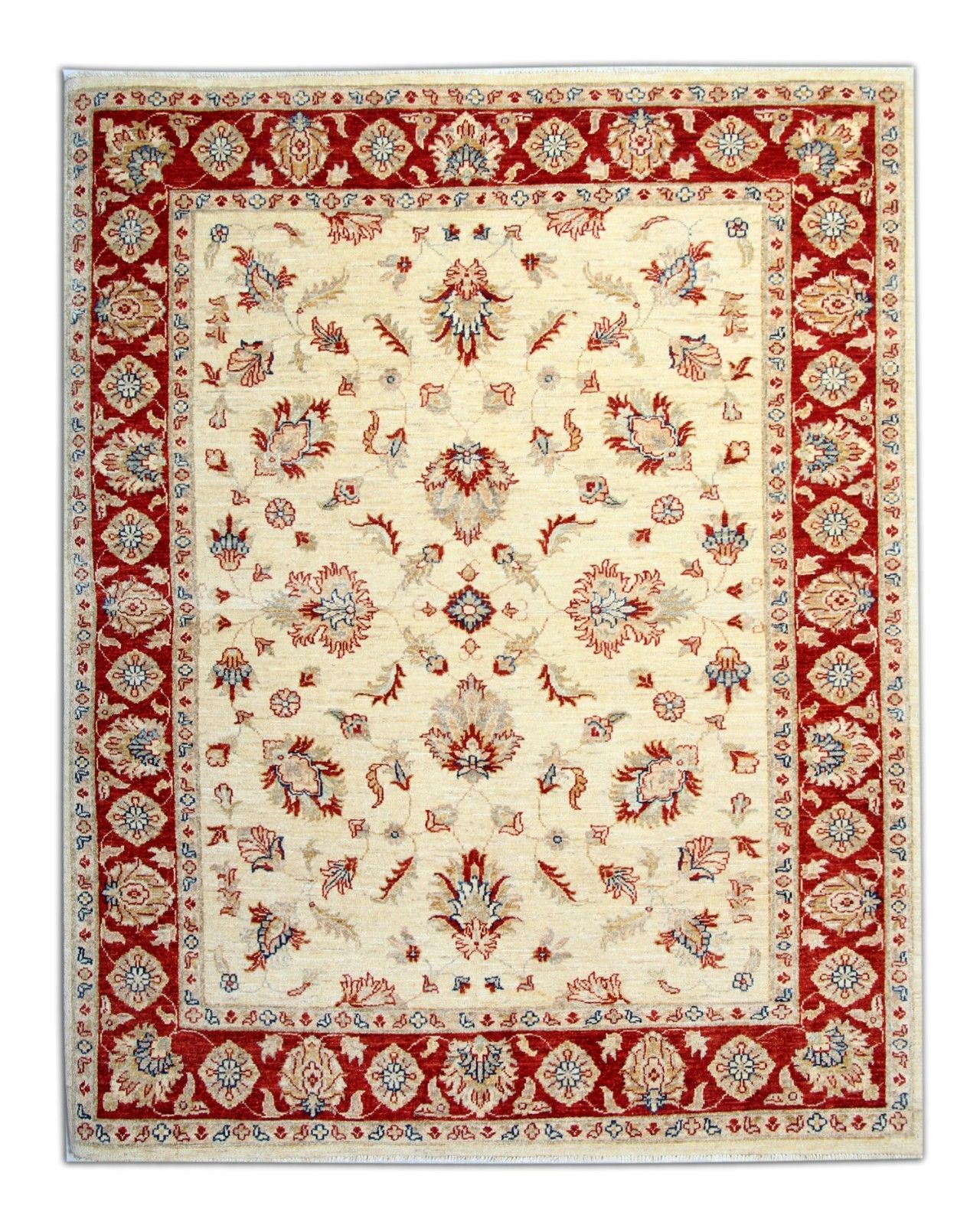 Beige & Red Ziegler Floral Oriental Rug, Traditional All Over Design 165x195 Cm
