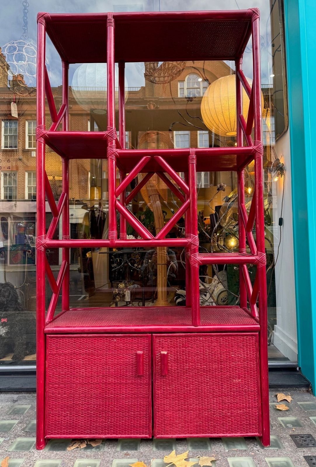 photo for sale An Italian 1970s Burgundy Red Shelving Unit By Vivai Del Sud