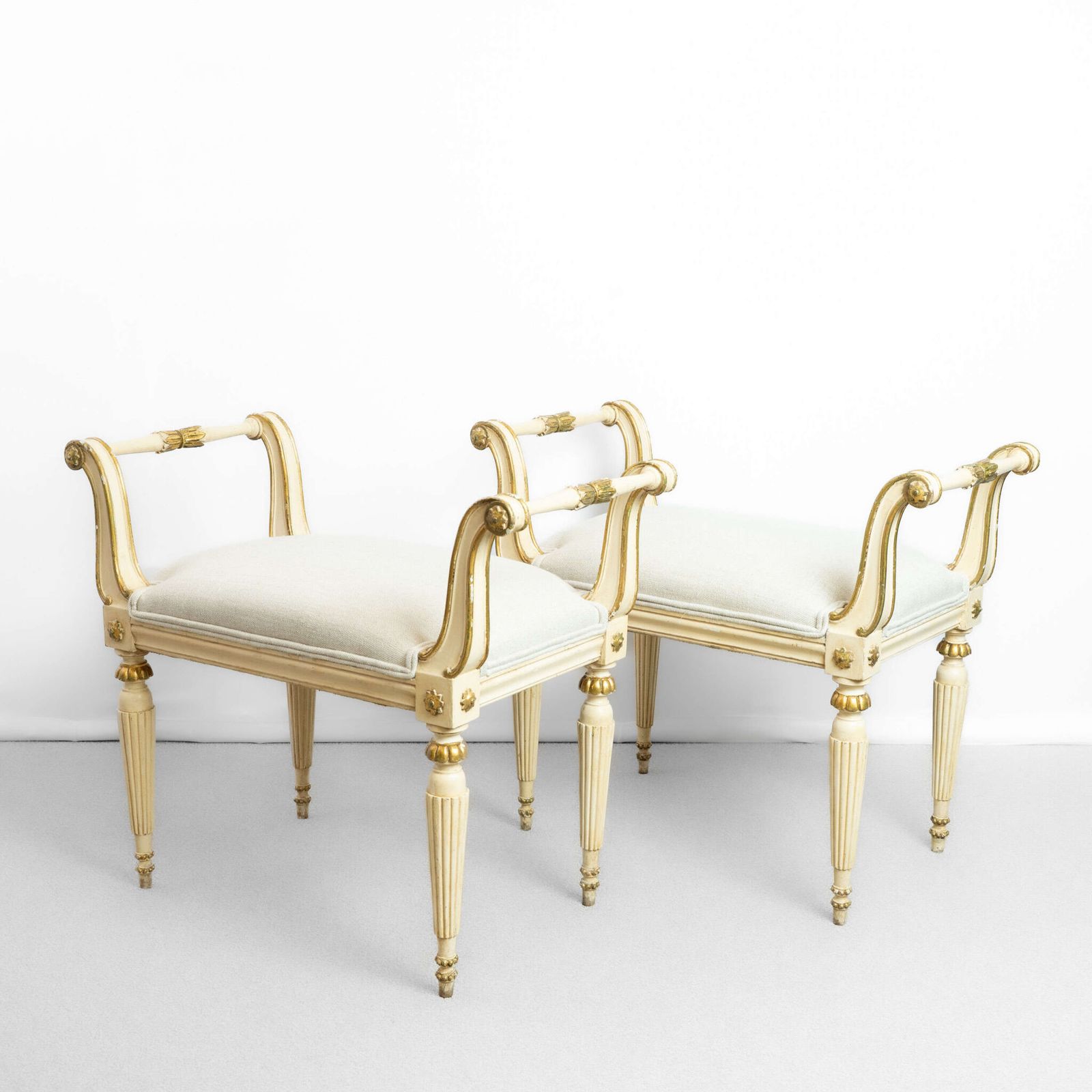 Pair Of French Gilt Window Seats /Benches photo vintage