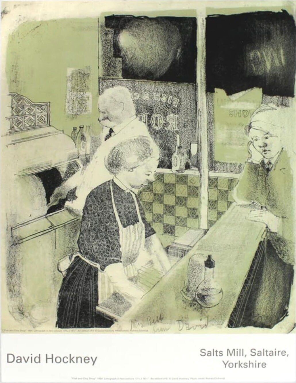 Authentic David Hockney Museum Print Fish And Chip Shop Stunning Exhibition Poster Early, Yorkshire, Bradford