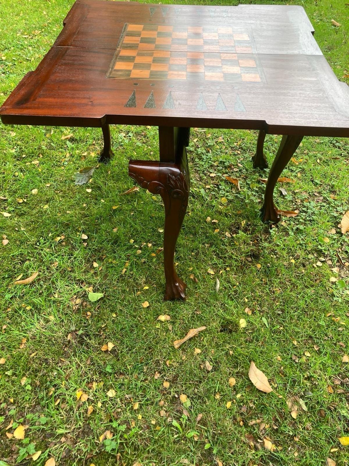 Reproduction Chippendale Style Richly Carved Mahogany Games Table photo for sale