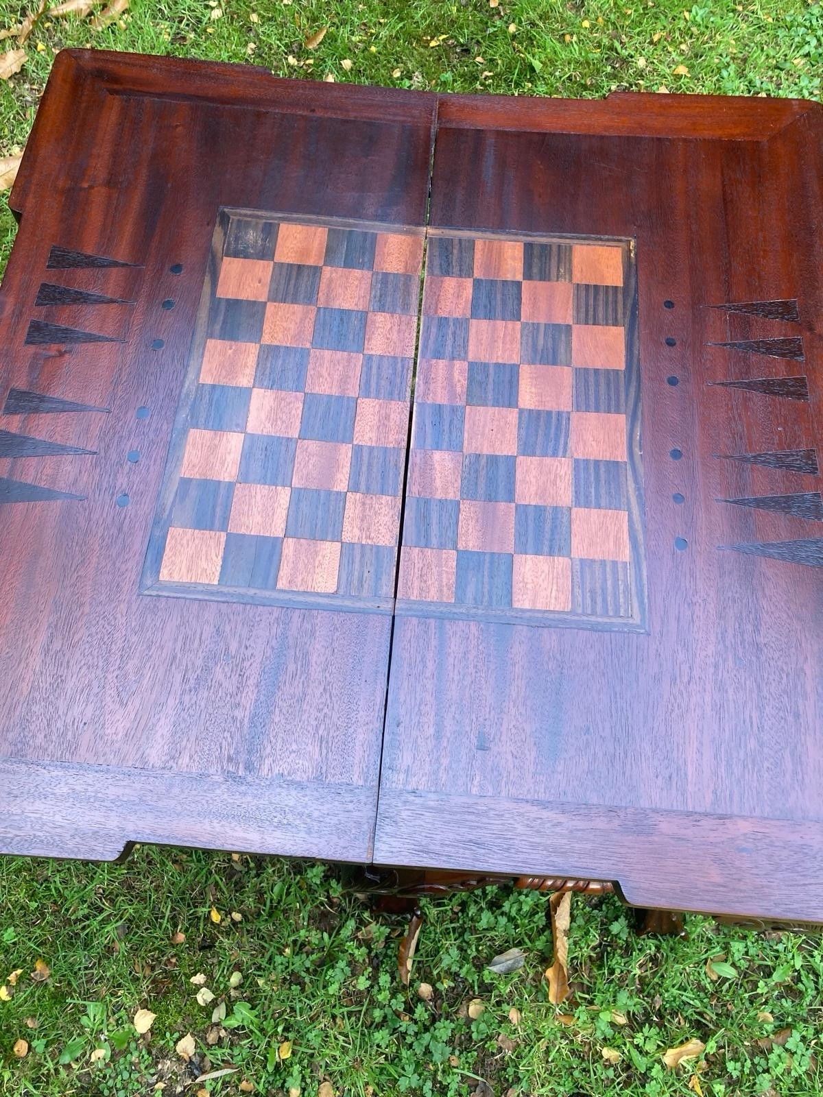 Reproduction Chippendale Style Richly Carved Mahogany Games Table photo Furniture