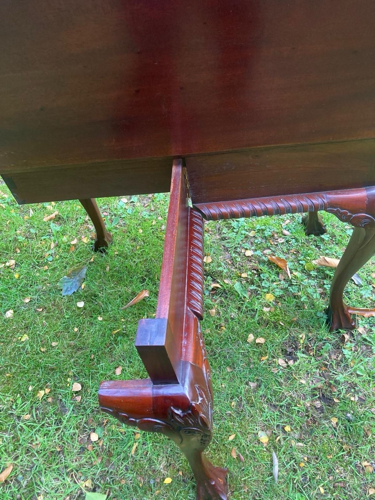 Reproduction Chippendale Style Richly Carved Mahogany Games Table photo vintage