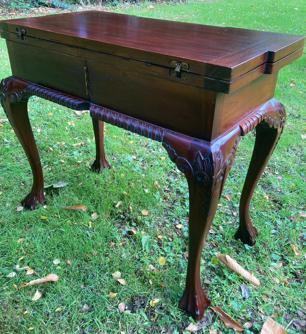Furniture Reproduction Chippendale Style Richly Carved Mahogany Games Table photo