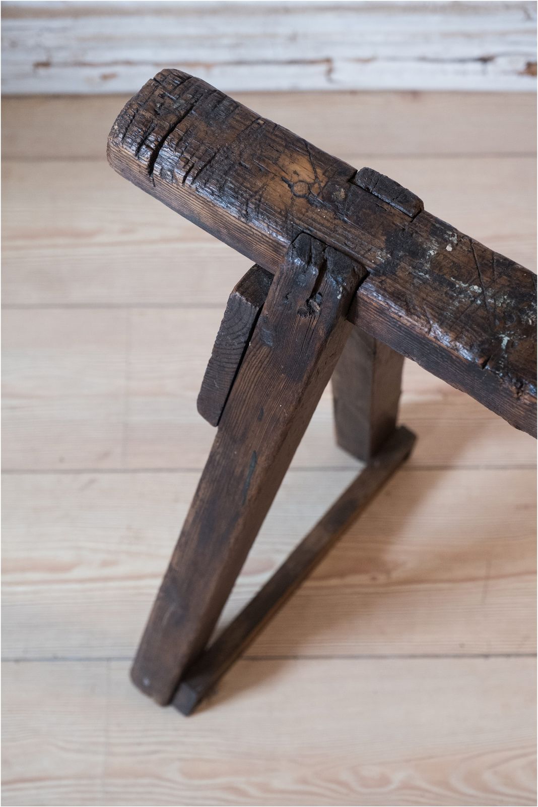 photo furniture 19th Century Scratch Built Wooden Trestle Towel Rail (910)