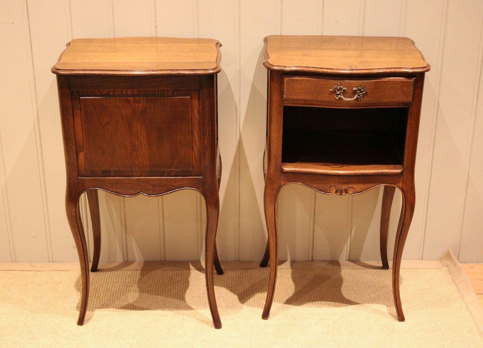 photo for sale Pair Of French Oak Bedside Cabinets