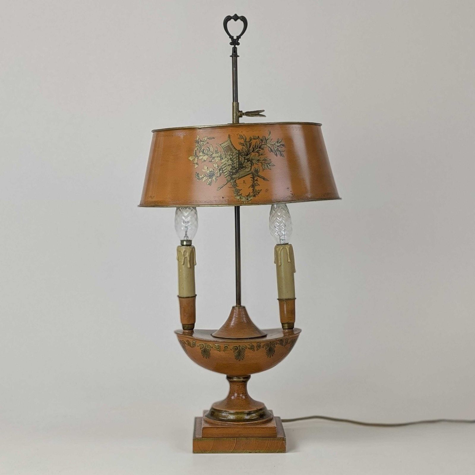 Louis XVI Style Table Lamp: Neoclassical Transfer Decoration Light With Adjustable Tole Shade