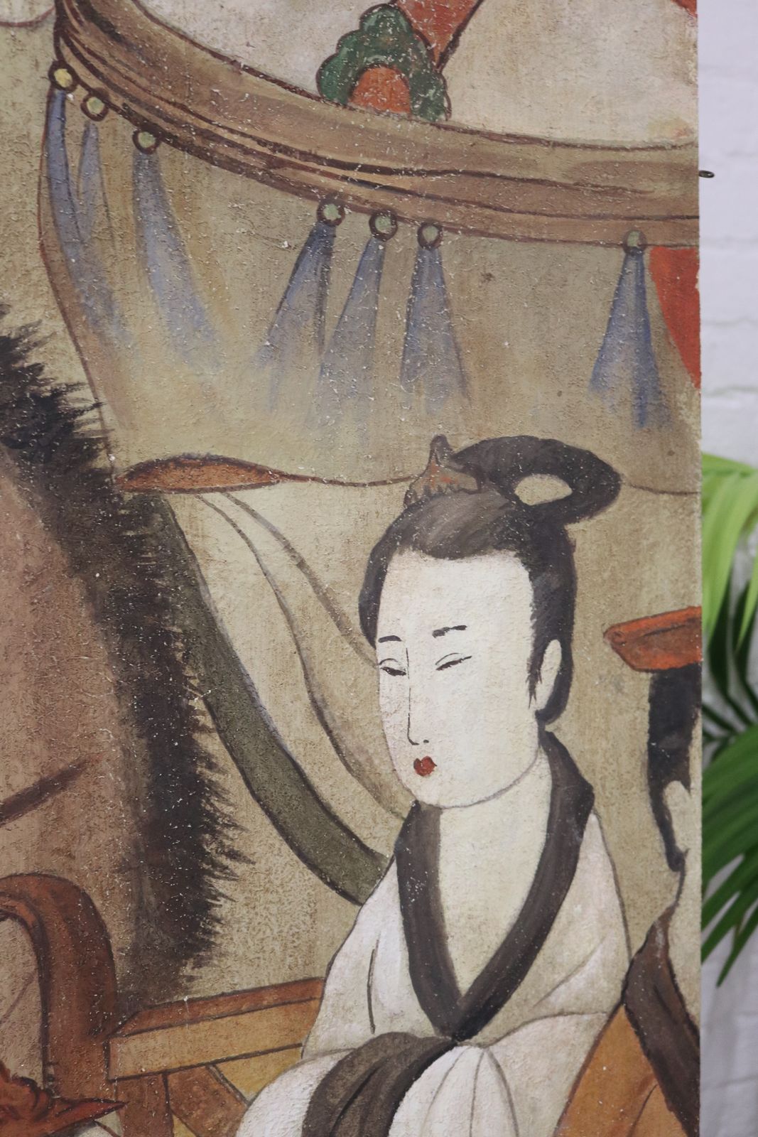 Large Oriental Chinese Painting On Board Horse & Figures photo vinterior