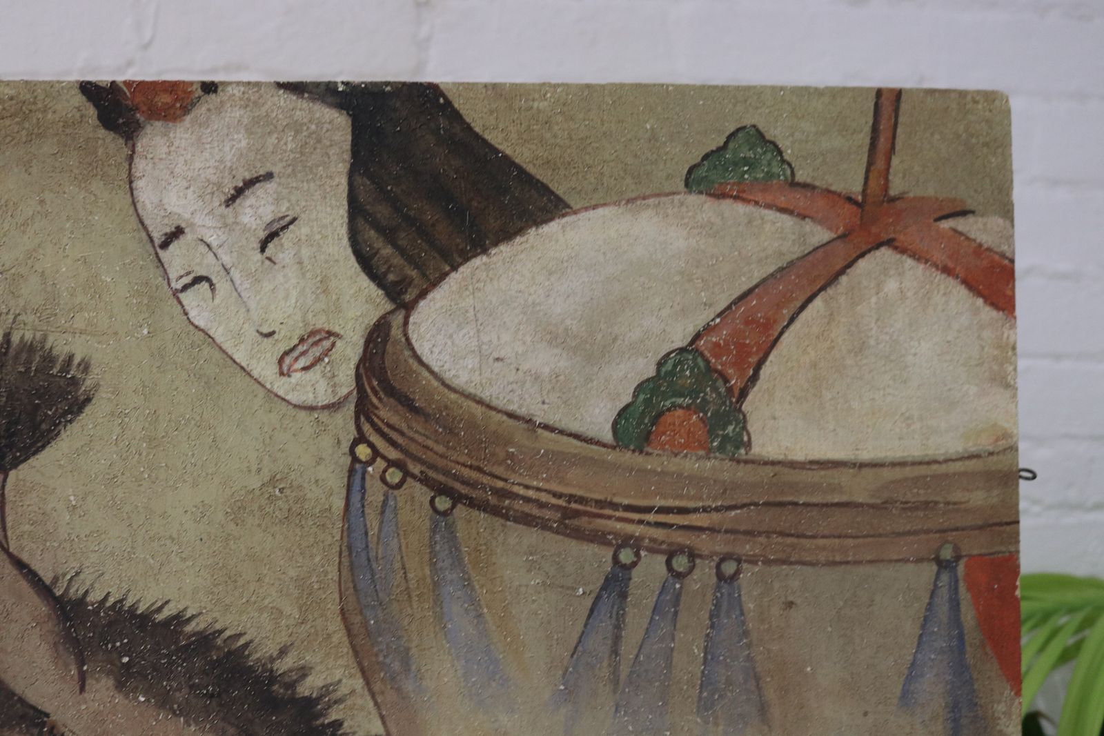 Large Oriental Chinese Painting On Board Horse & Figures photo buy