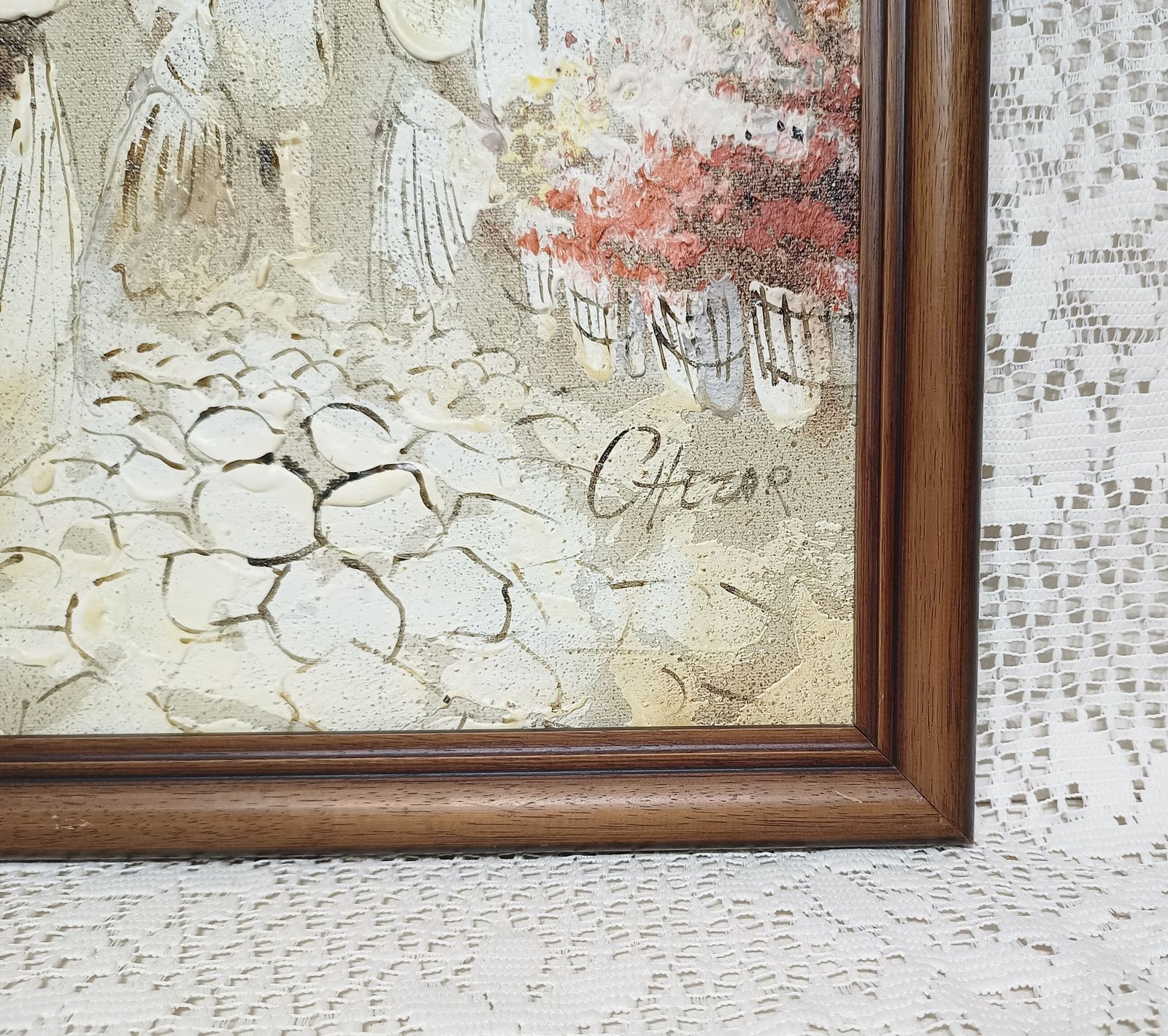 Boris Chezar Oil And Sand Painting Parisian Flower Market Impasto On Stretched Canvas. photo 150.0