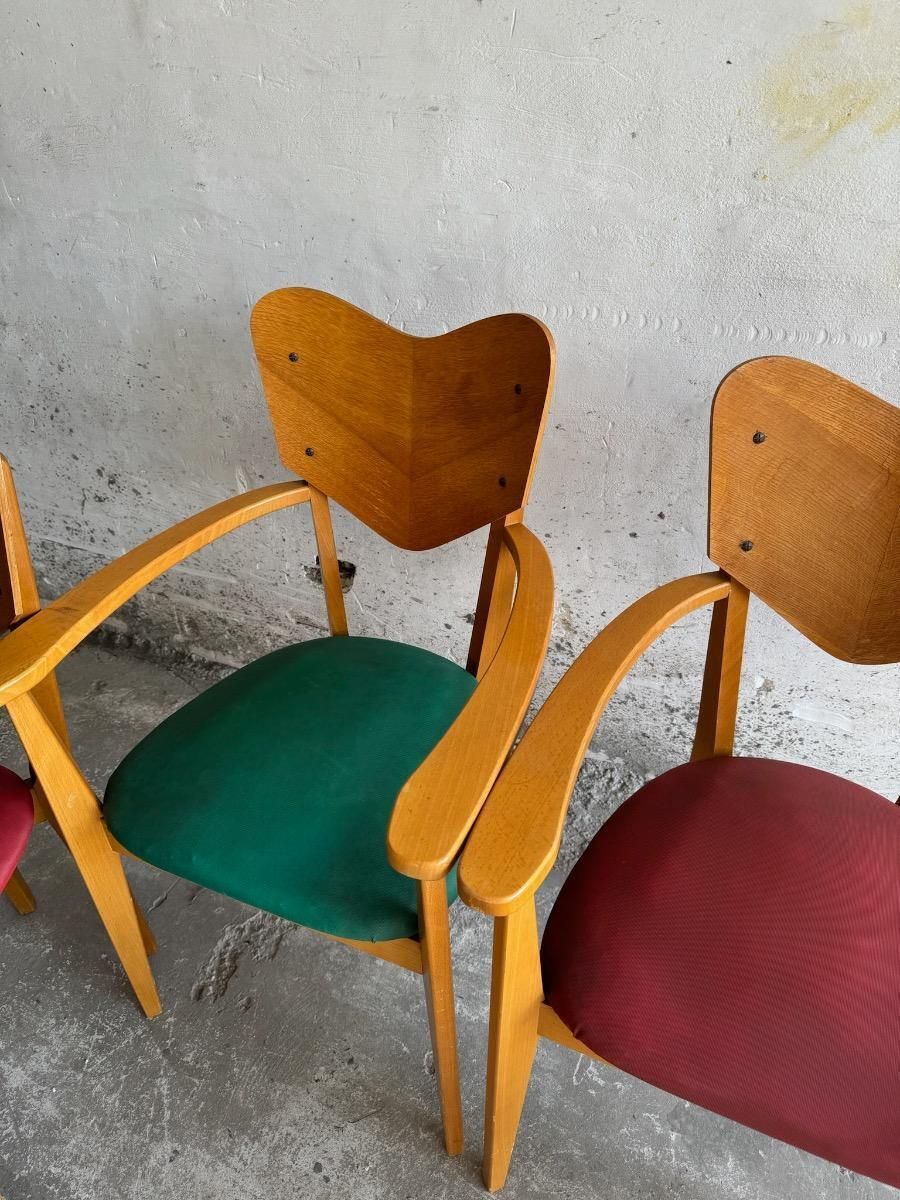 Heart Model Chairs By René Jean Caillette, France, 1950s, Set Of 6 photo vinterior