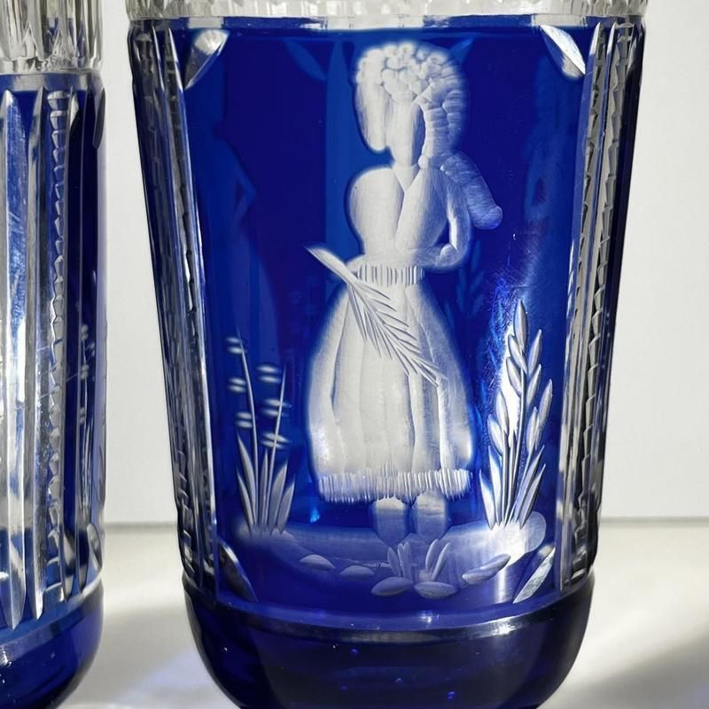 Boheems Kristallen Glazen, 1900, Set Van 2 photo for sale