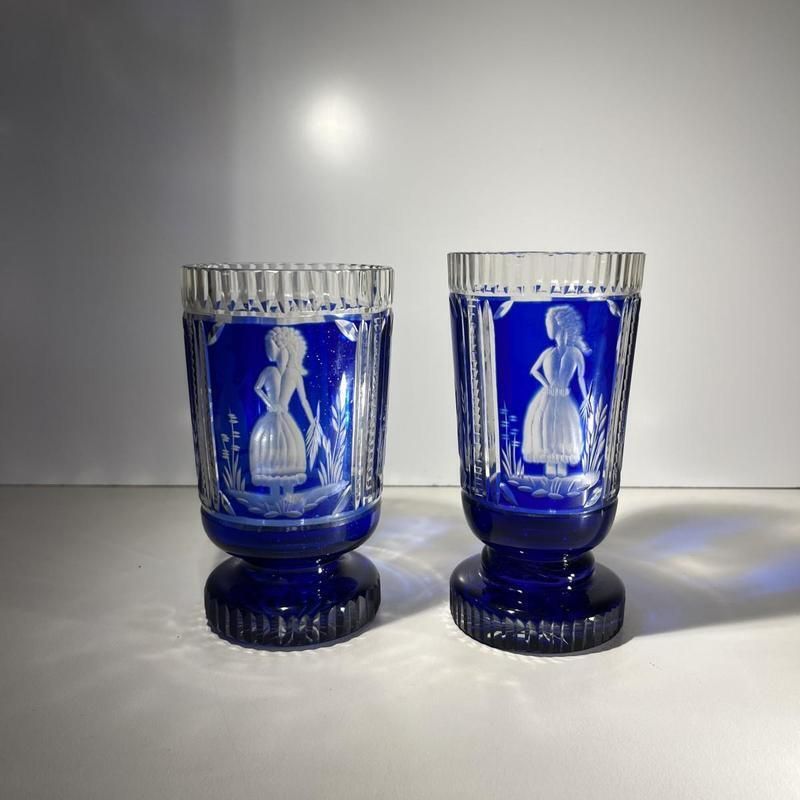 photo furniture Boheems Kristallen Glazen, 1900, Set Van 2