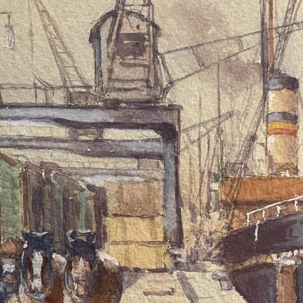 Emile Lhernault, Dock In Brussels, Aquarel, Jaren 1910 photo buy