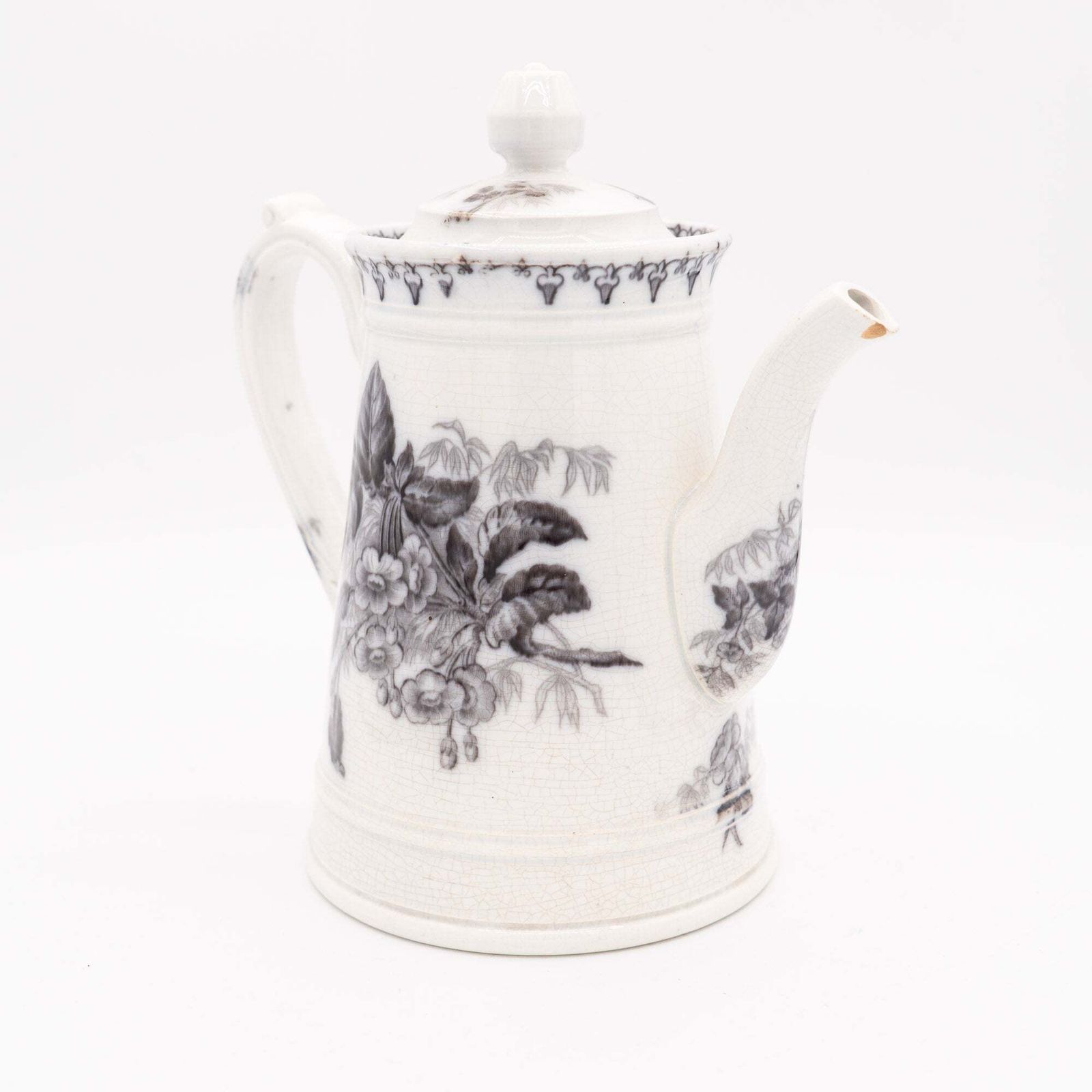 Antique French Teapot   Black Transferware “Flore"   U&C Sarreguemines   1880s photo furniture