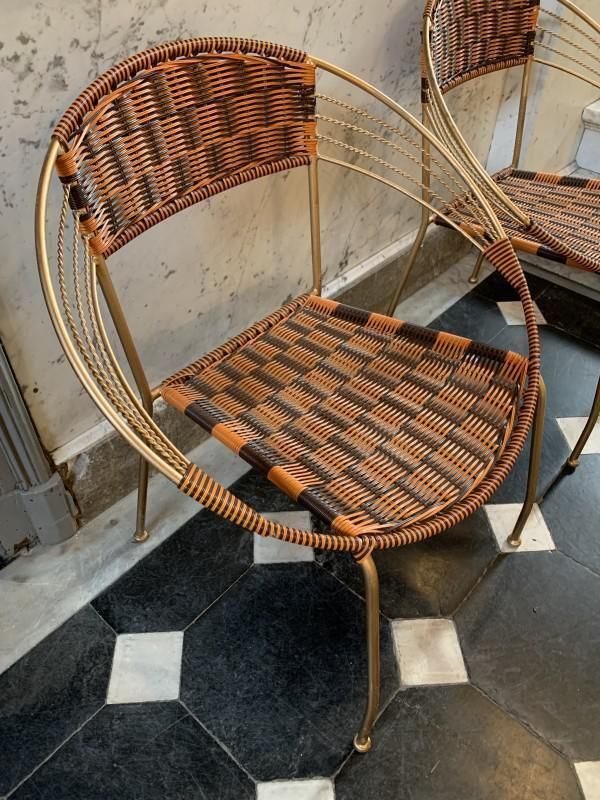 Vintage Italiaanse Scoubidou Fauteuils Voor Tuin Of Terras, Ca. Jaren 1950, Set Van 6 photo for sale