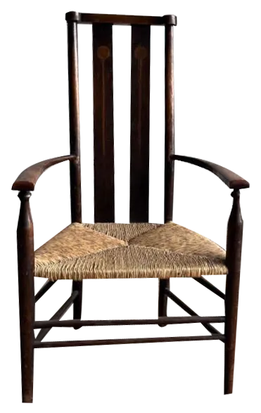 Vintage Arts And Crafts Chair With Rush Seat