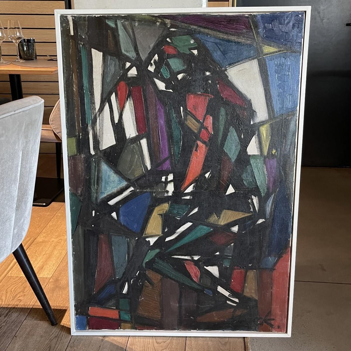 Ferdinand Vonck, Abstract Composition, Oil On Canvas, 1950s photo for sale