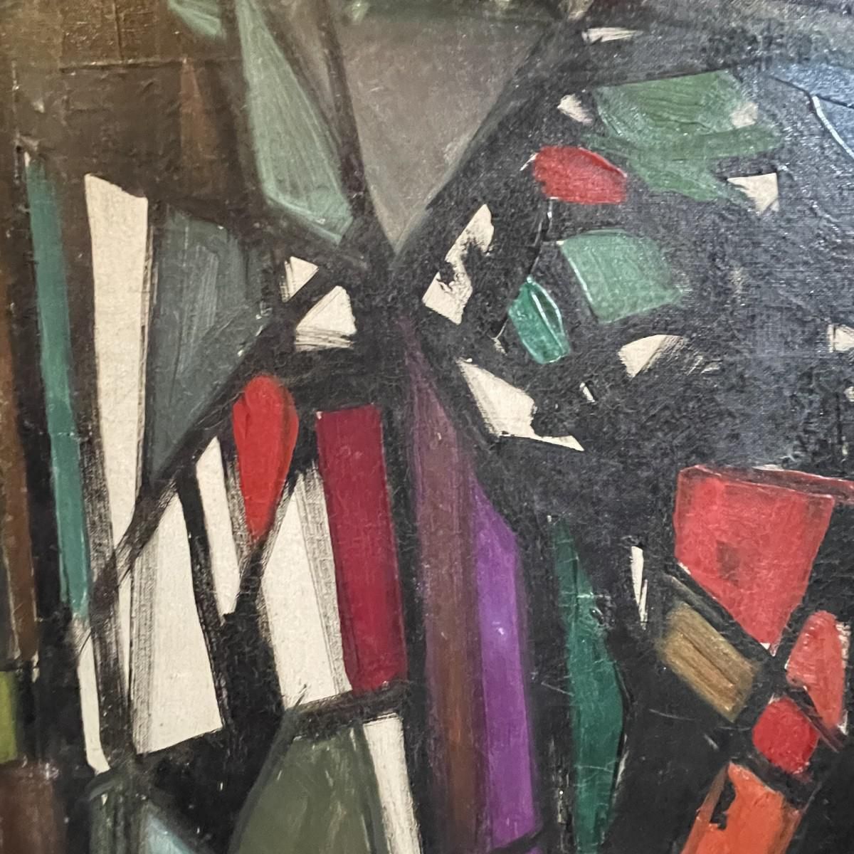 Ferdinand Vonck, Abstract Composition, Oil On Canvas, 1950s photo Art