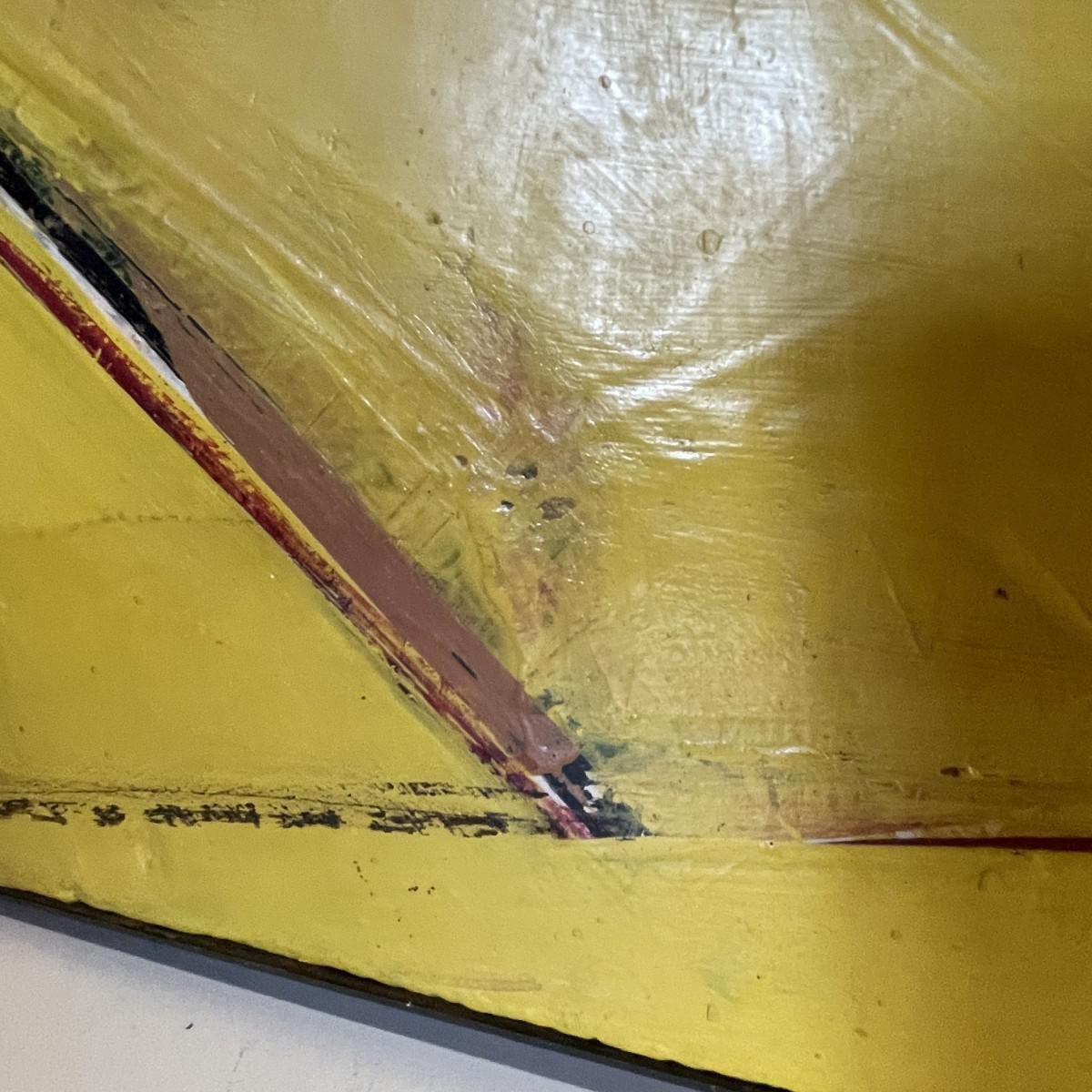 Serge Detriaux, Gele Abstracte Compositie, Olie Op Paneel, 1982 photo vinterior