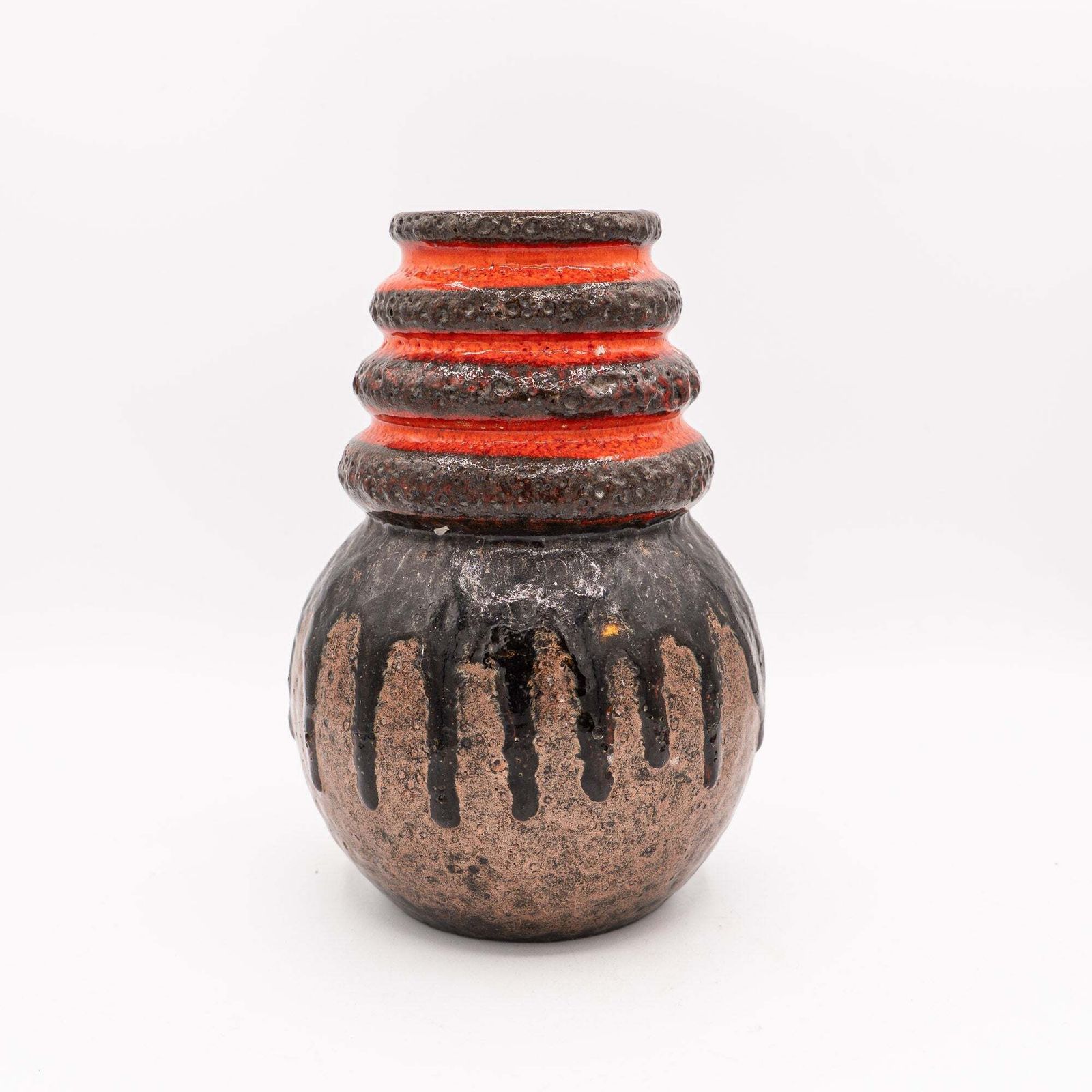 Orange Band & Black Lava Drip   Scheurich 269 22   West Germany, 1970s photo furniture