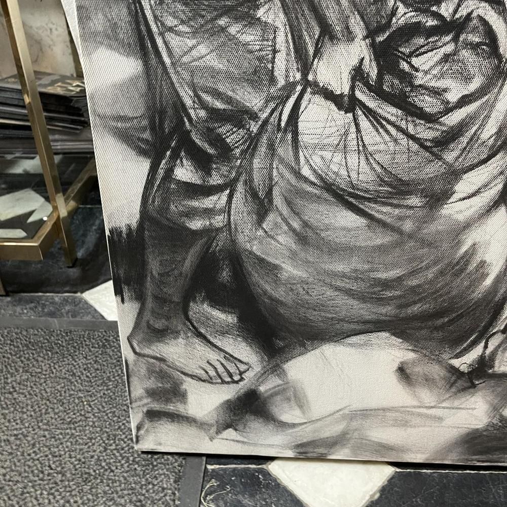 Denis Matemo, Market Scene, Charcoal On Canvas, 2016 photo furniture