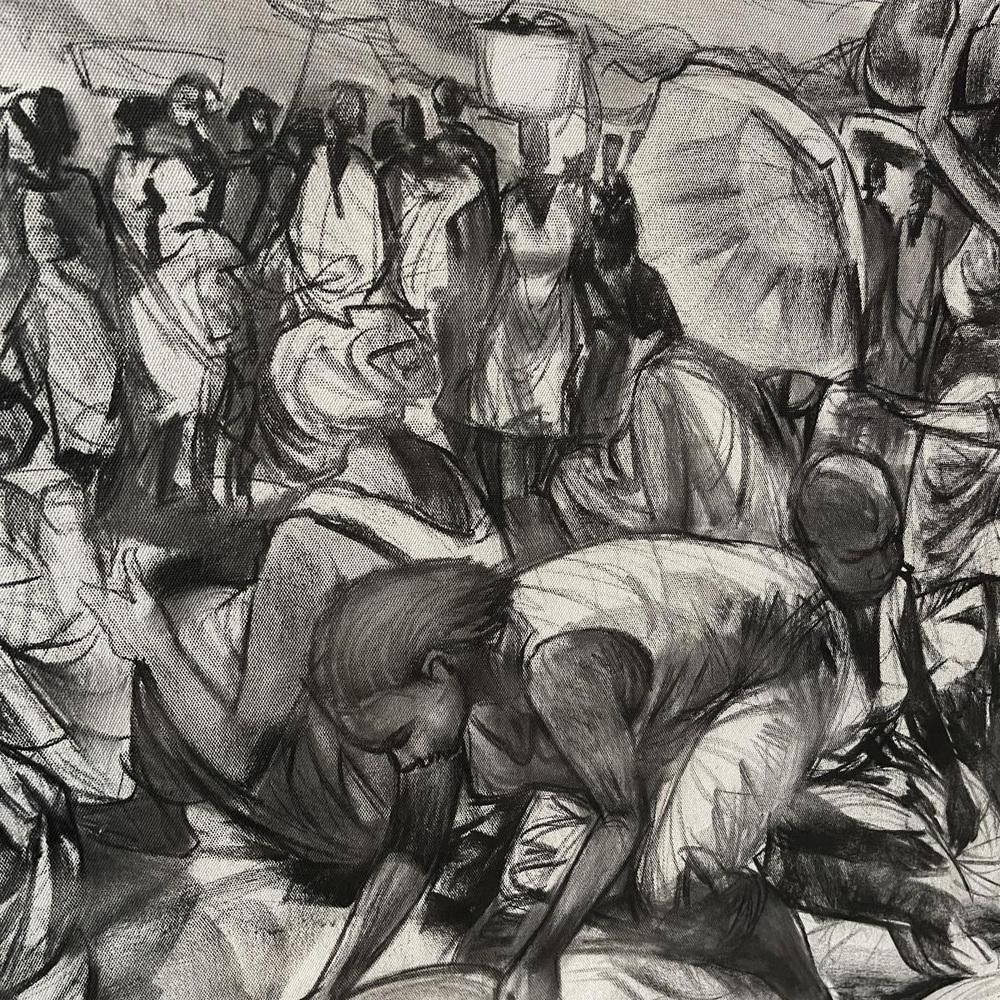Denis Matemo, Market Scene, Charcoal On Canvas, 2016 photo vinterior