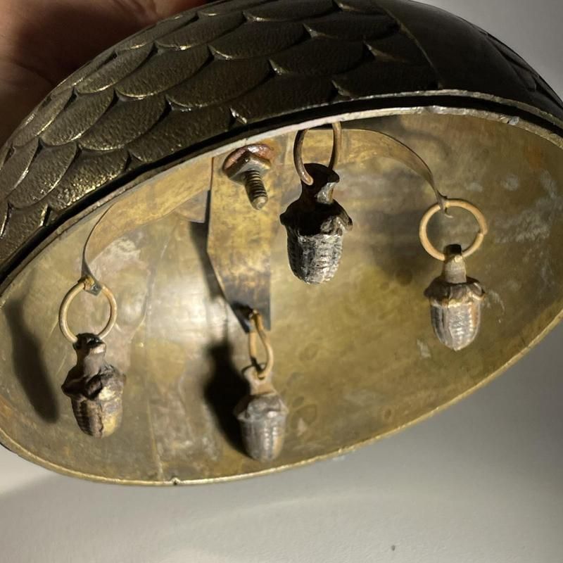 photo vintage Desk Bell Figurine In Bronze With Acorn Shaped Chimes, 19th Century
