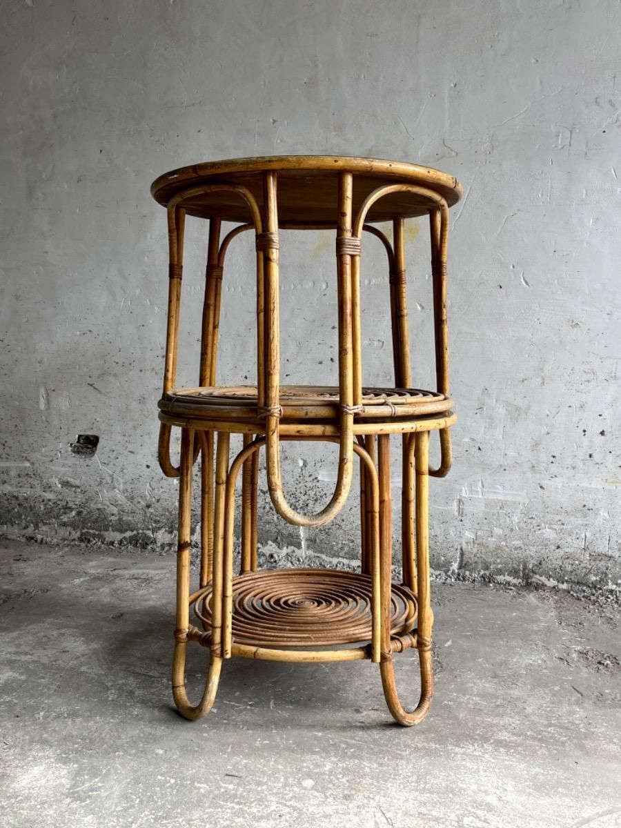 Vintage Rattan Side Tables In The Style Of Rohé Noordwolde, Set Of 2 photo Furniture