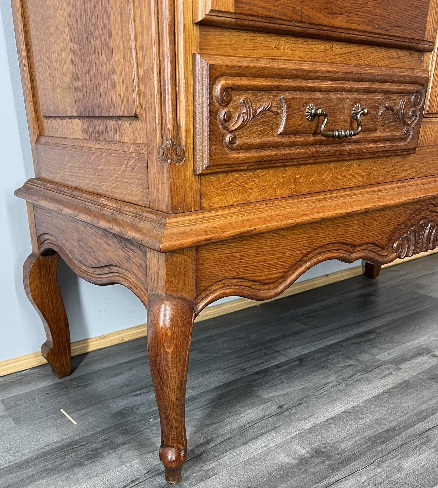 photo for sale Cabinet Vintage French Louis XIV Oak Sideboard With Carved Cupboard Lot 4471