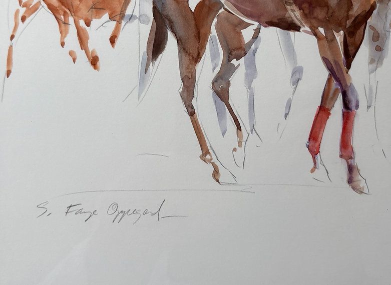American Racing Watercolour, By S. Faye Oppegard photo for sale