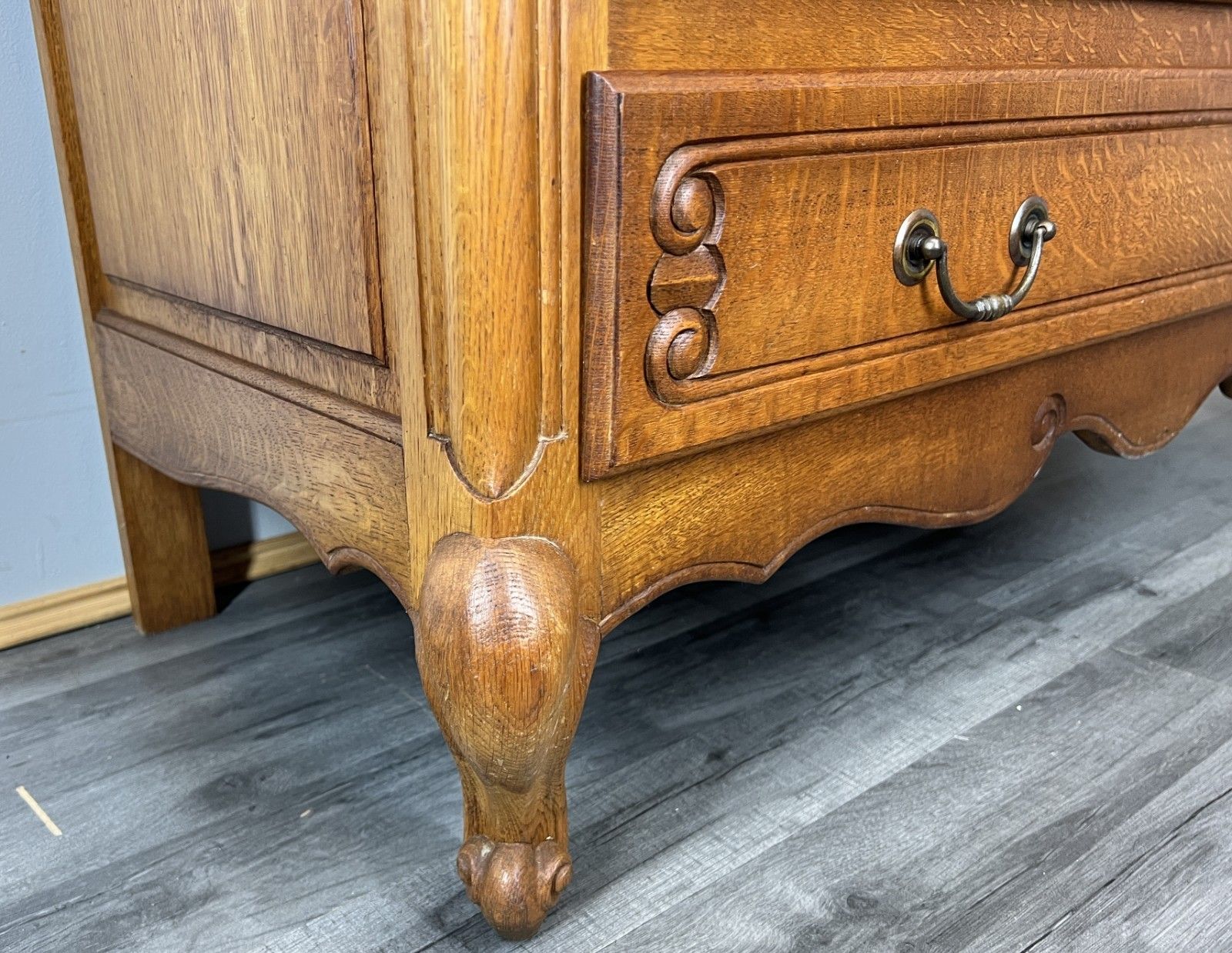 Chest Of Drawers Vintage French Louis Oak 3 Drawers Carved Cabinet Lot 4474 photo buy