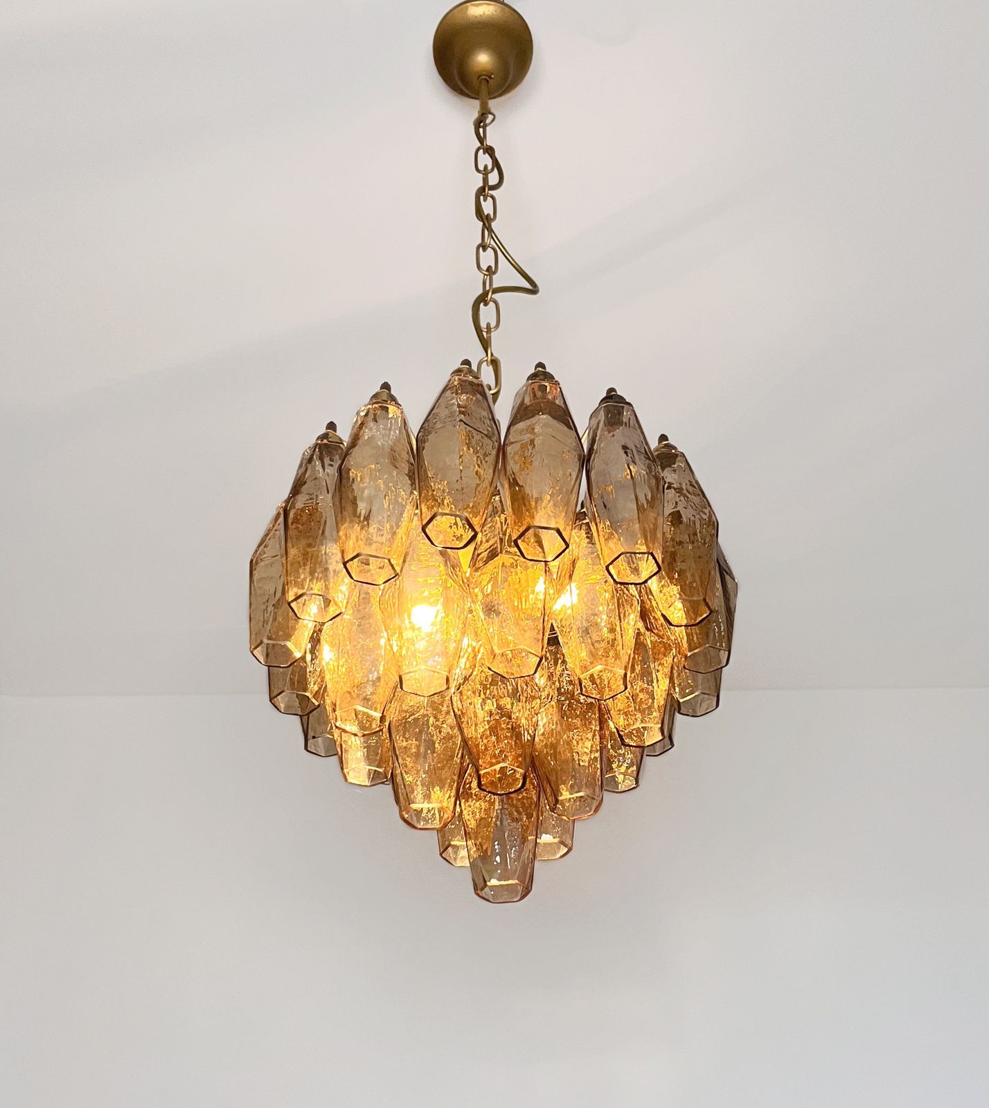 Lighting Elegant Murano Poliedri Chandelier   Carlo Scarpa Design   Smoked Glasses photo