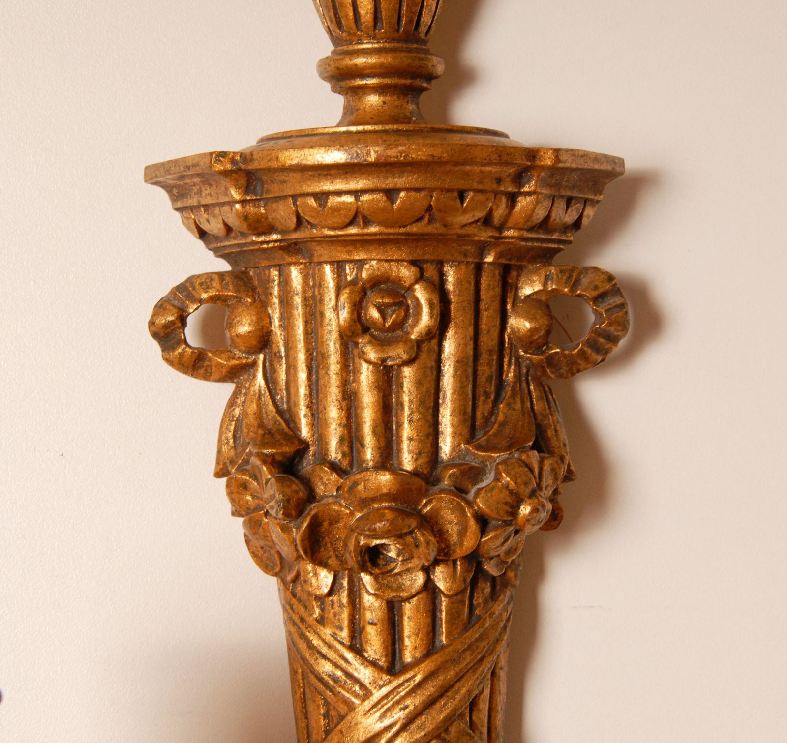Vintage Italian Wall Lamps Gold Giltwood Carved Florentiner Sconces A Pair photo buy