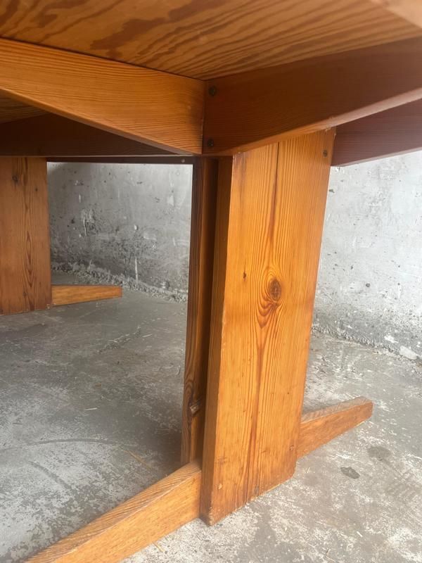 Brutalist Pine Trestle Table In The Style Of Pierre Chapo, 1970s photo 1683.0