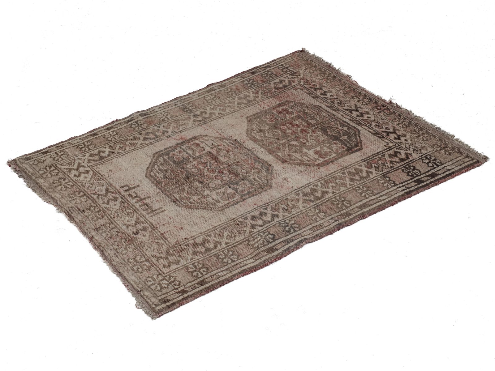 Antique Afghan Aqcha Wool Rug, Dated 1347 Ah (Circa 1928) – Soft Faded Patina, 3'11' X 2'11" photo for sale