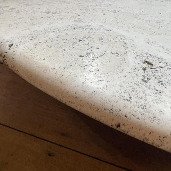 Round Travertine Coffee Table With Central Cylindrical Base By Angelo Mangiarotti For Up & Up, 1970s photo for sale