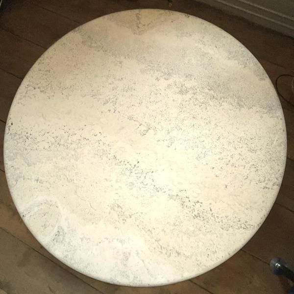 Round Travertine Coffee Table With Central Cylindrical Base By Angelo Mangiarotti For Up & Up, 1970s photo Furniture